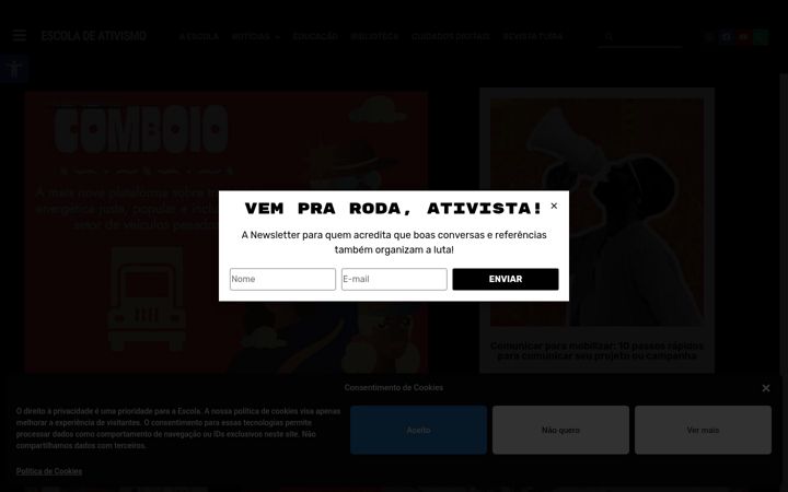 Ekraanipilt saidist escoladeativismo.org.br