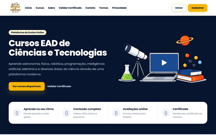 Screenshot stránky escoladeciencias.com.br