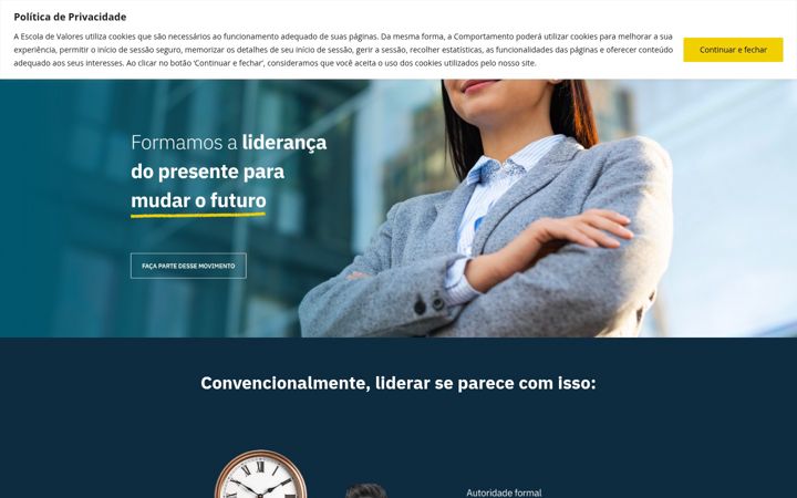 Ekraanipilt saidist escoladevalores.com.br