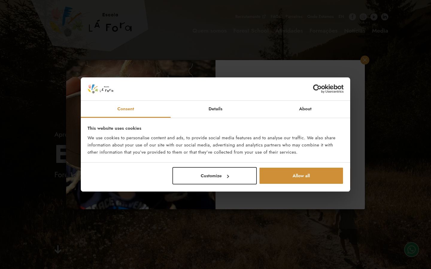 Screenshot of the consent banner shown before any interaction