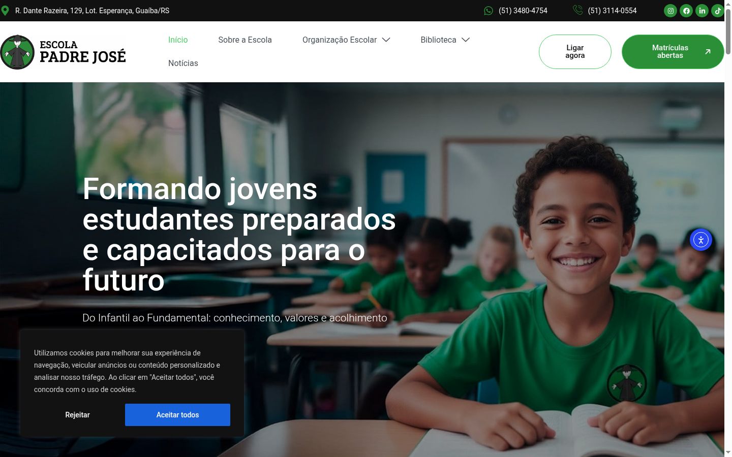 Captura de pantalla del banner de consentimiento mostrado antes de cualquier interacción
