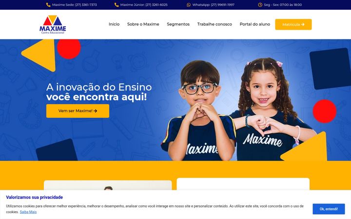 Captura de pantalla de escolaparticularmaxime.com.br