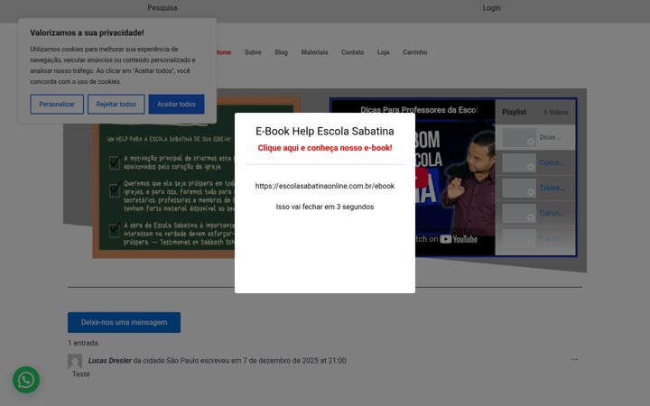 Ekrano kopija escolasabatinaonline.com.br