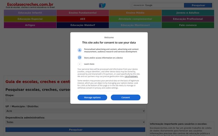 Captura de pantalla de escolasecreches.com.br