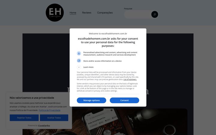 Ekrano kopija escolhadehomem.com.br