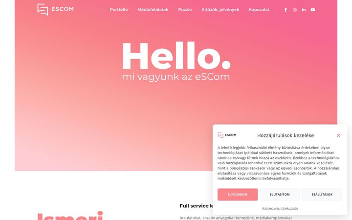 Kuvakaappaus sivustosta escom.hu