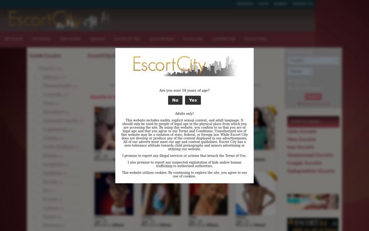 Screenshot stránky escortcity.gr