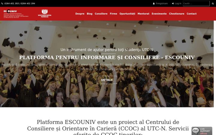Екранна снимка на escouniv.ro