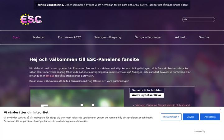 Skärmbild av escpanelen.se