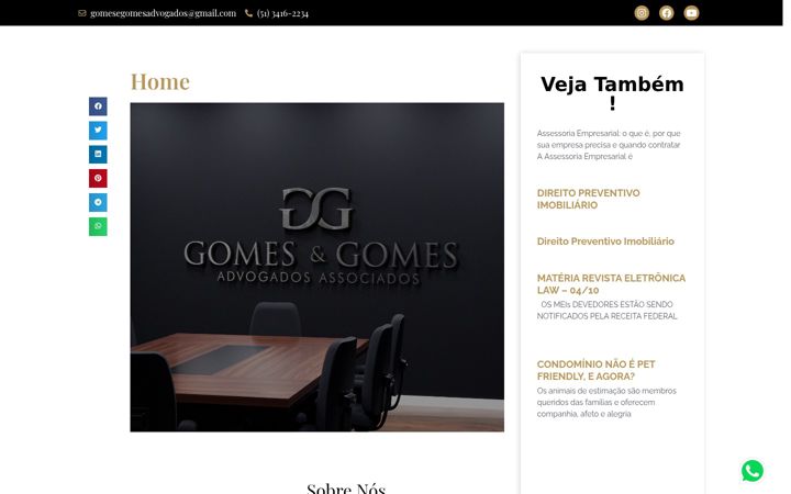 Ekraanipilt saidist escritoriogomesegomes.com.br