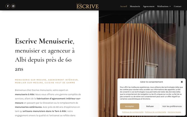 Screenshot di escrive-menuiserie.fr