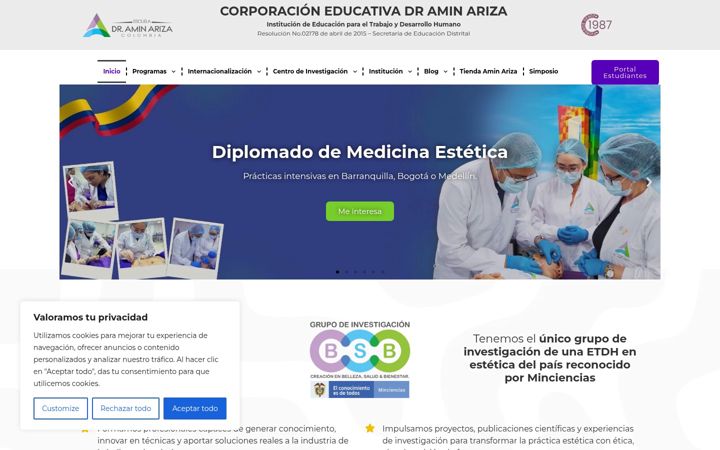 Snimka zaslona za escuelaaminariza.edu.co