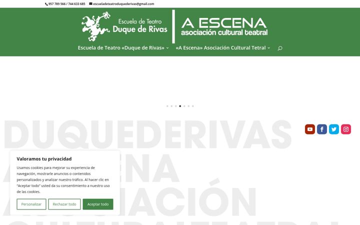 Ekrano kopija escueladeteatroduquederivas.es
