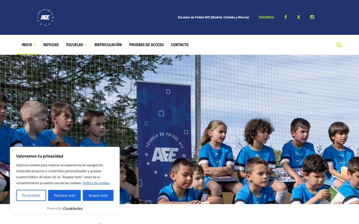 Captura de pantalla de escuelafutbolafe.es