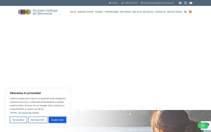 Captura de pantalla de escuelagallegadebienestar.es
