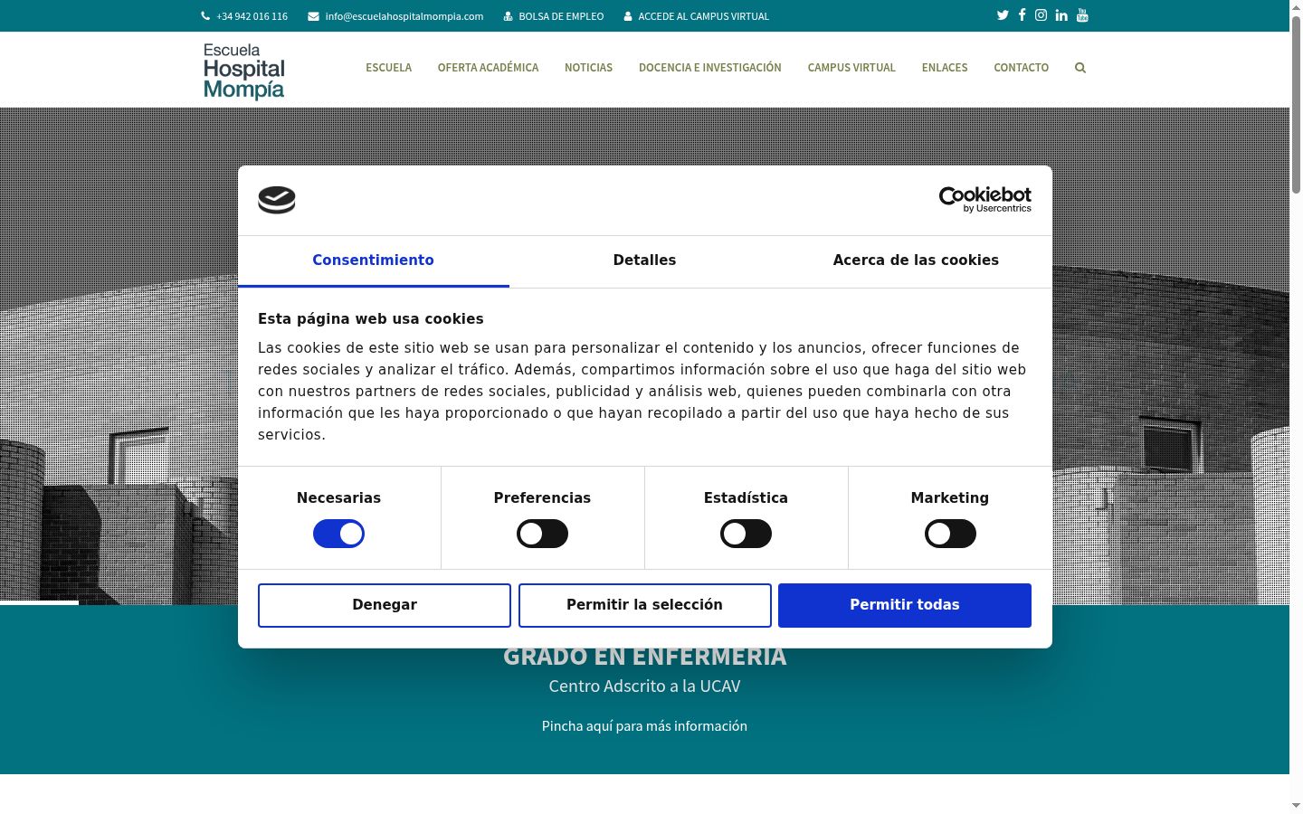 Screenshot of the consent banner shown before any interaction