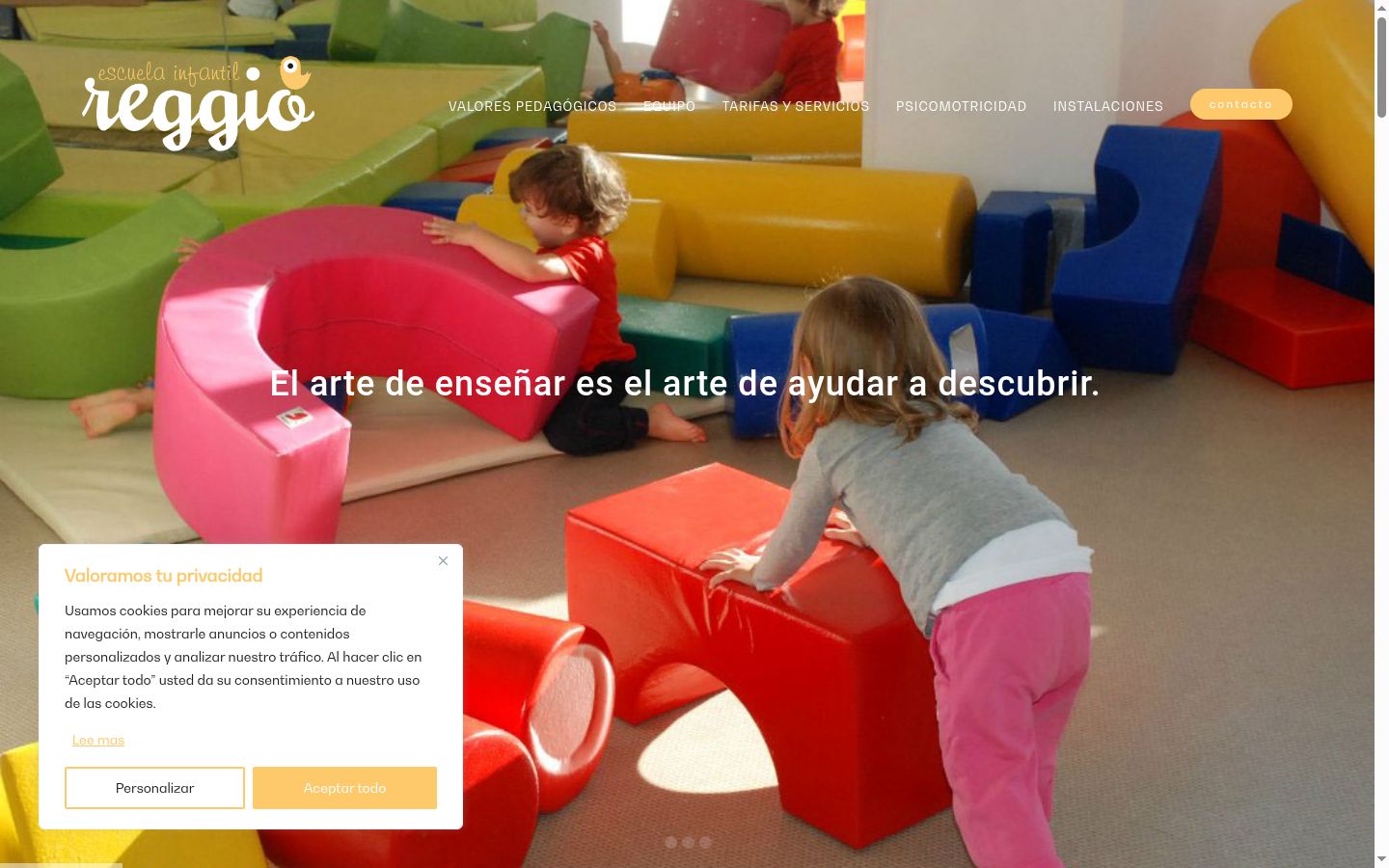 Captura de pantalla del banner de consentimiento mostrado antes de cualquier interacción
