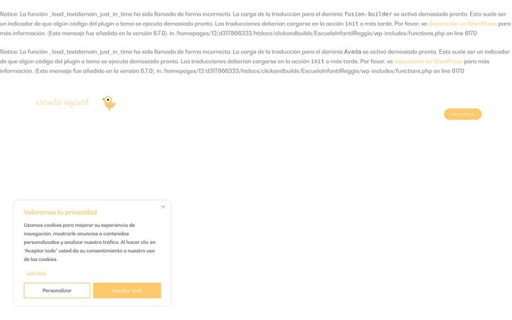 Ekrano kopija escuelainfantilreggio.es