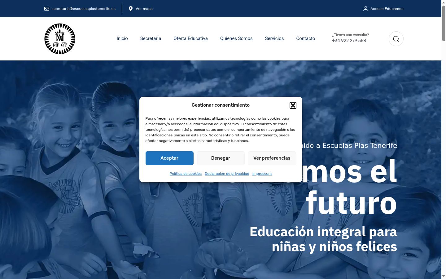 Captura de ecrã do banner de consentimento apresentado antes de qualquer interação