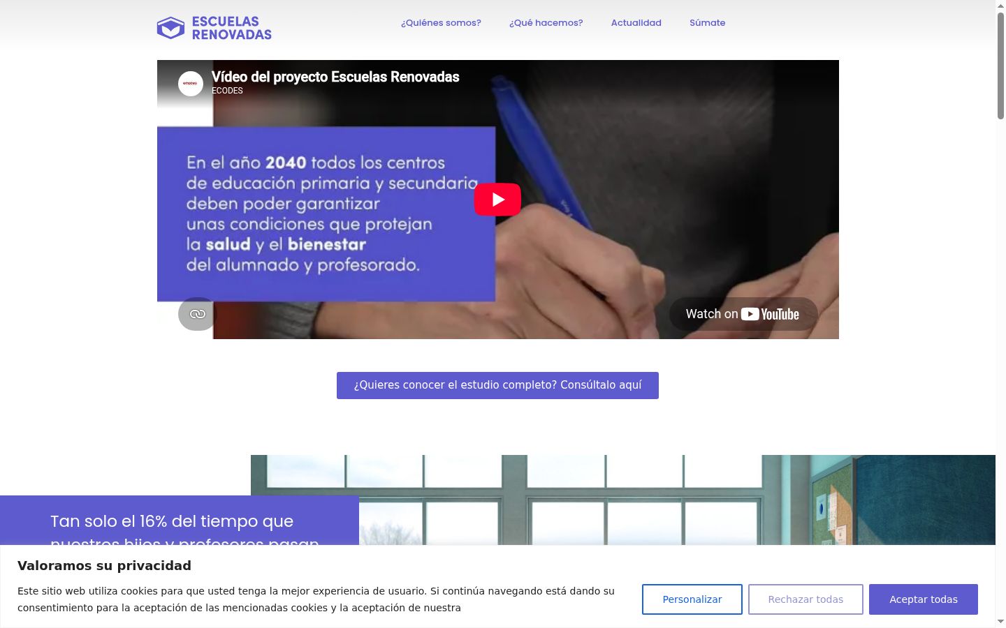 Captura de ecrã do banner de consentimento apresentado antes de qualquer interação
