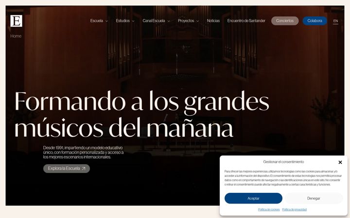 Captura de ecrã de escuelasuperiordemusicareinasofia.es