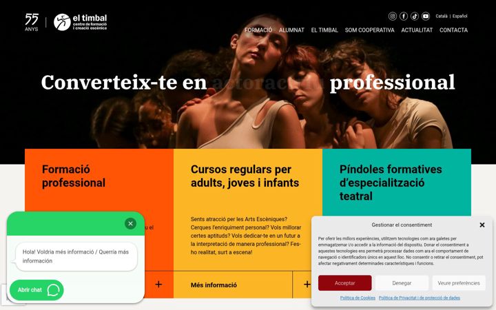 Captura de ecrã de escuelateatrobarcelona.es
