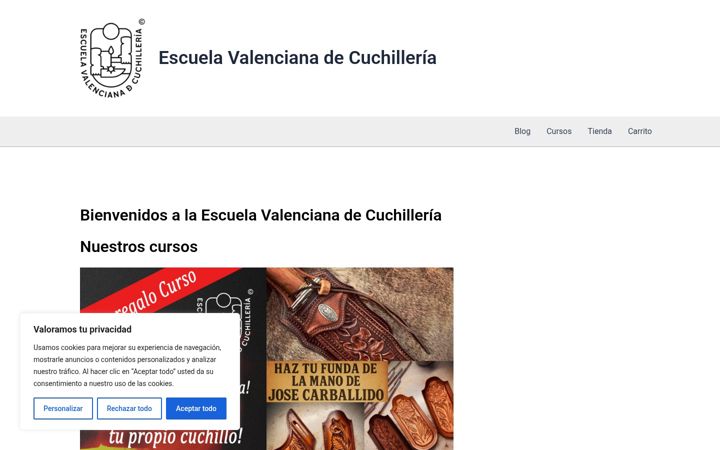 Snímek obrazovky escuelavalencianadecuchilleria.es