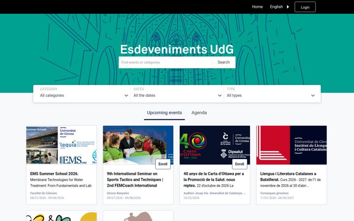 Screenshot of esdeveniments.udg.edu