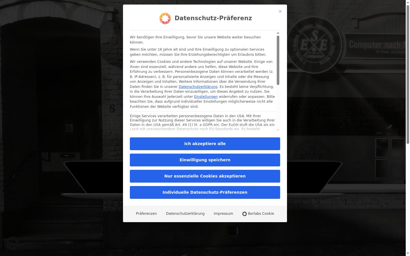 Screenshot van de toestemmingsbanner zoals getoond vóór enige interactie