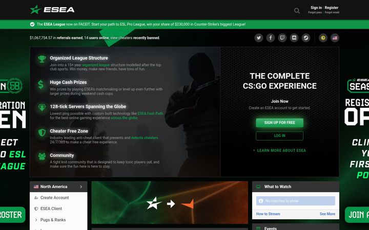 Screenshot of esea.net