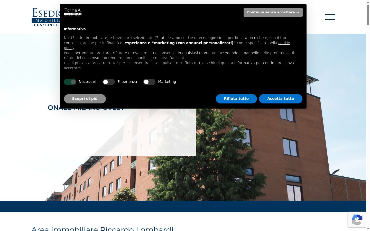 Screenshot des Einwilligungsbanners vor jeglicher Interaktion