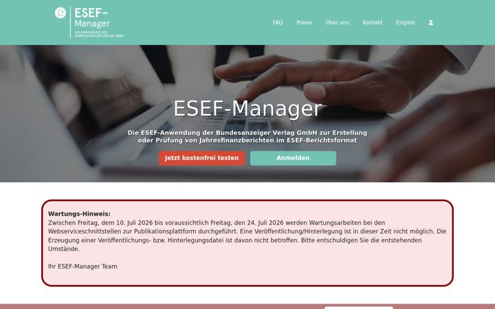 Screenshot ta' esef-manager.eu