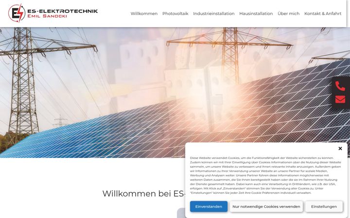 Screenshot stránky eselektrotechnik.de