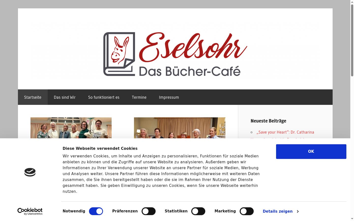 Screenshot des Einwilligungsbanners vor jeglicher Interaktion