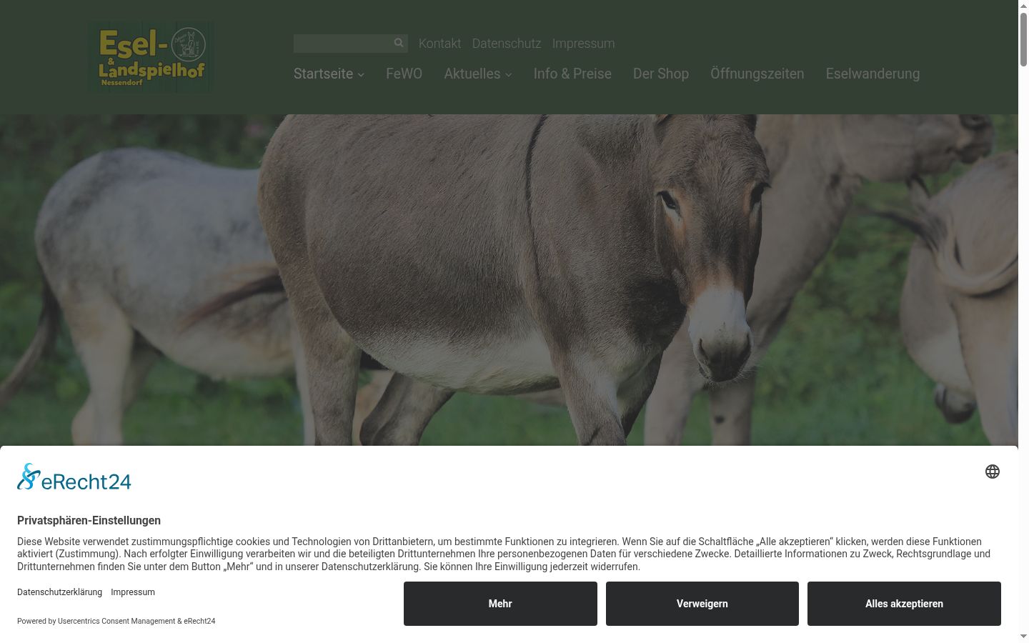 Screenshot des Einwilligungsbanners vor jeglicher Interaktion