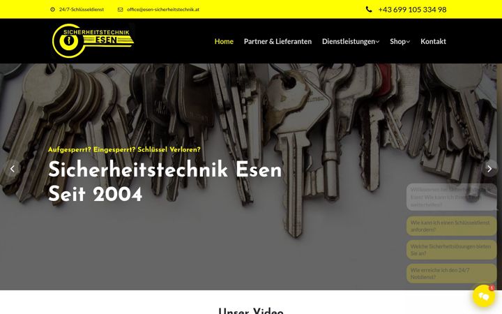 Skjermbilde av esen-sicherheitstechnik.at