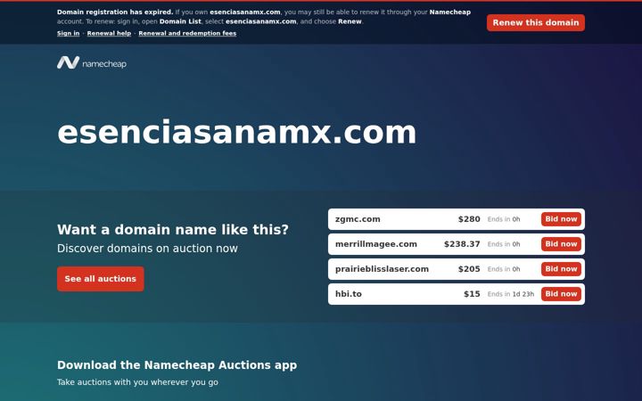 Screenshot of esenciasanamx.com
