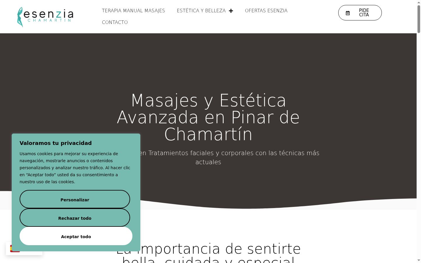 Captura de pantalla del banner de consentimiento mostrado antes de cualquier interacción