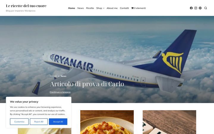 Skjámynd af esercitazioniwebgol.altervista.org