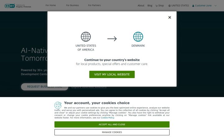Kuvakaappaus sivustosta eset.eu