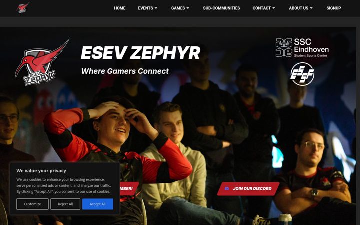 Skærmbillede af esevzephyr.nl