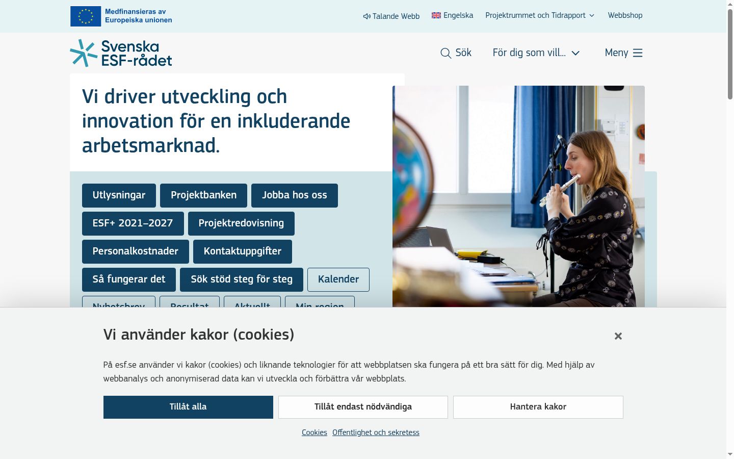 Skjermbilde av samtykkebanneret slik det vises før noen interaksjon
