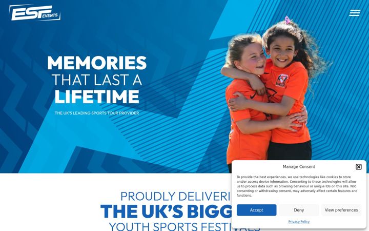 Screenshot di esfevents.co.uk