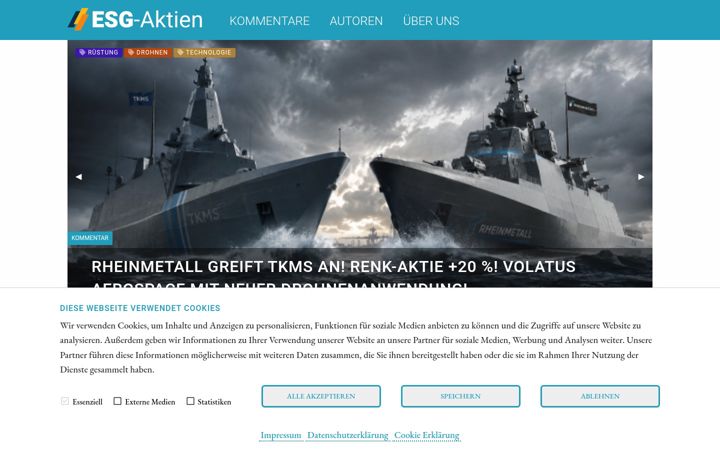 Screenshot von esg-aktien.de