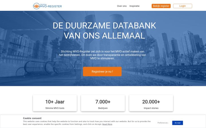 Screenshot ta' esg-register.nl