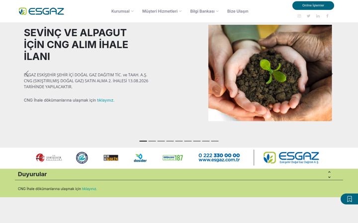 Snimka zaslona za esgaz.com.tr