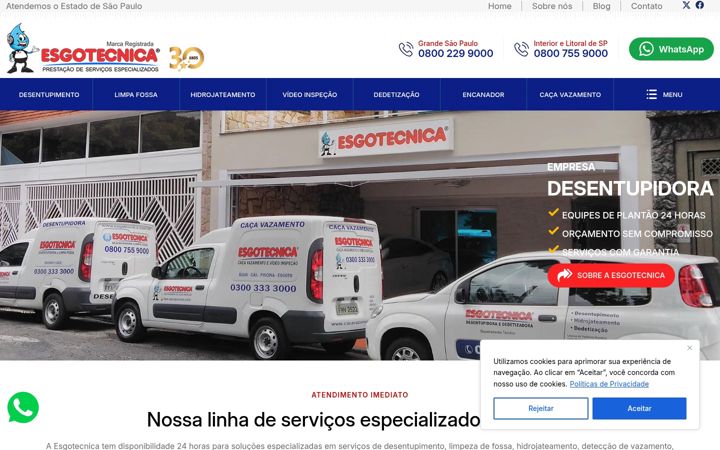 Skärmbild av esgotecnica.com.br