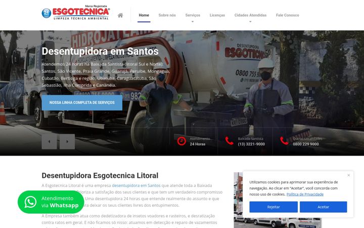 Skärmbild av esgotecnicalitoral.com.br