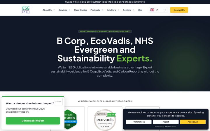 Screenshot stránky esgpro.co.uk