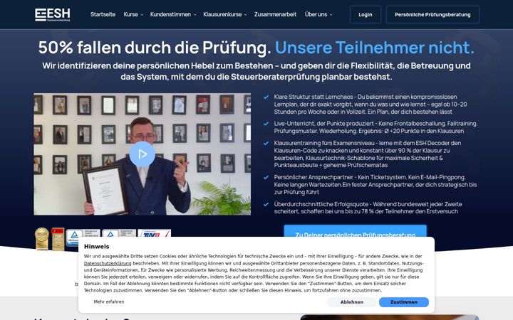 Ekrano kopija esh-stbexamensvorbereitung.de